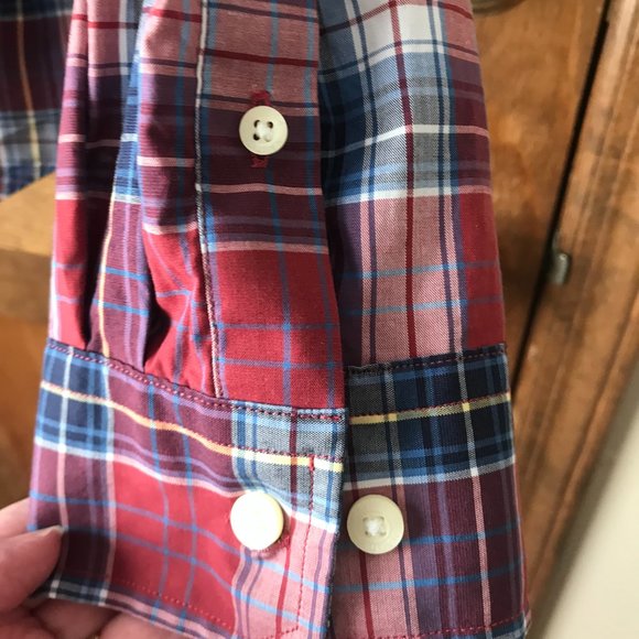 FINAL PRICE - Nautica Red/Navy/White/Yellow Plaid Button-Down Shirt XX-Large - Picture 6 of 10